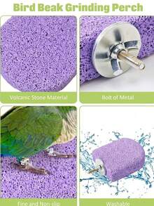 Large Natural Parrot Beak Grinding Stone + Claw Grinding Perch, Multi-Function Toy Bird Cage Platform Perch, Suitable For Budgies, Cockatiels, Lovebirds, Finches And Other Small To Medium-Sized Birds - Multicolor - View 8