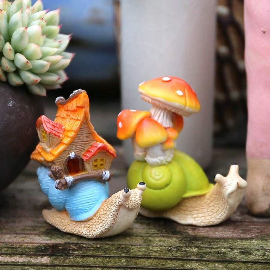 1pc Snail Resin Craft Small Ornament Creative Resin Decorative Craft Succulent Moss Landscape Micro Scenery - Snail - View 1