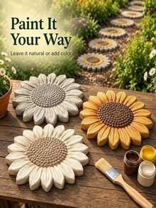 Reusable Sunflower Stepping Stone Mold, DIY Concrete Paver Mold, Butterfly Bee Pumpkin Snowflake Shaped Concrete Mold, Suitable For Concrete DIY Stepping Stones, Perfect For DIY Walkways, Garden Paths, Lawns And Yard Decoration - Multicolor - View 5