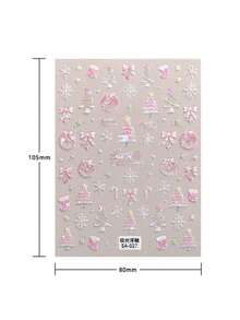 Holographic Snowflake Christmas Tree Bow Face Stickers With Tweezers, Suitable For Christmas Holiday Makeup, Party Looks, Portrait Photography Makeup, Facial Decoration Stickers - Multicolor - View 7