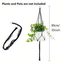 3Pcs Boho Macrame Plant Hanger Set, Come With 3 S‑Shaped Ceiling Hooks, Hanging Planter Basket For Indoor Wall Ceiling Home Garden Decoration - A - View 2