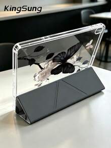 Kingsung Dark Butterfly & Flower Pattern Y-Shaped Folding Acrylic Tablet Case Compatible With Samsung Tablets/Pad Mini6/7/9.7/10.2/10.5/10.9/12.9/Pro 11, 10th Generation, Protective Cover Supports Multi-Angle Adjustment, Six Ways To Place The Bracket, Built-In Pen Slot, Anti-Drop Protection, Automatic Wake/Sleep.Compatible With Kindle Paperwhite 12th Gen 2024,Kindle 11th Gen 2022,Clara Colour. - Multicolor - View 5