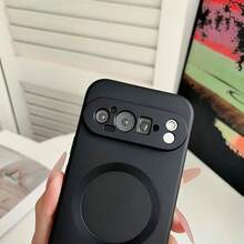 高品質純色全包覆電鍍磁吸手機殼,適用 11 Pro XL 7A 8 9 10 Pro XL,支援無線充電功能,適用 Galaxy Z Flip3 4 5 6 7,柔軟 TPU 材質,時尚美觀 - 黑色 - 查看 3