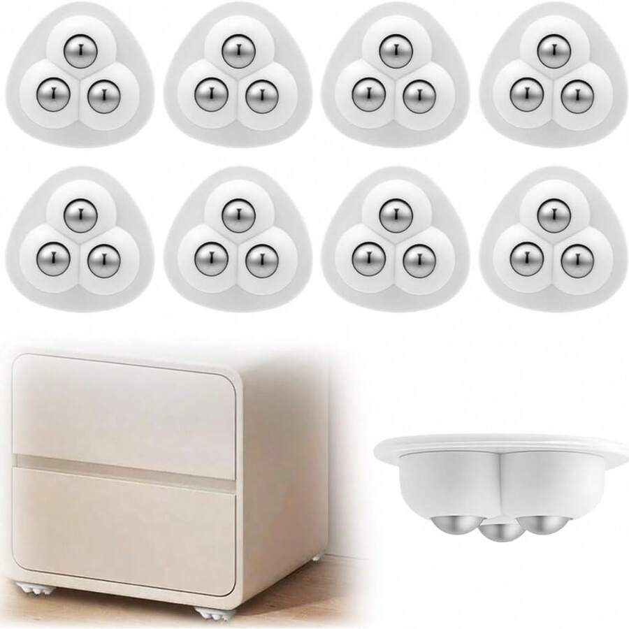 8pcs Self-Adhesive Furniture Casters, ABS Steel Self-Adhesive Kitchen Appliance Casters, 360° Swivel - Small Appliance Rollers, Countertop Wheels, Easy-To-Move Furniture - BB - View 1