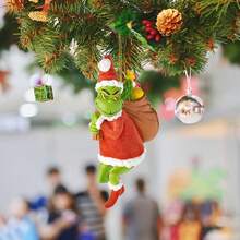 Panini 4-19pcs Creative Green Elf Christmas Hanging Ornaments, 2D Acrylic Flat Hanging Decorations, Classic Christmas Holiday Image, Suitable For Christmas Tree, Car Rearview Mirror, Window Display, Party Scene Decoration, Strong Holiday Atmosphere - View 5