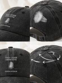 1pc True Crime Detective Couch Division Baseball Cap Washed Polyester Distressed Dad Hat Casual Adjustable Size Printed Funny Gift Cap - A - View 5