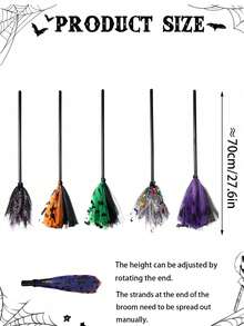 5pcs/3pcs/1pc Sapu Penyihir Halloween Plastik, Properti Sapu Halloween, Dekorasi Kostum Halloween, Pertunjukan Halloween, Pesta Cosplay - sapu penyihir - View 3