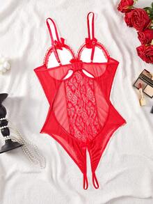Plus Size Sexy Lingerie For Women One Piece Teddy Bodysuit - Red - View 5