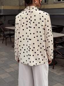 Women's Elegant Urban Polka Dot Cardigan Jacket - Apricot - View 4