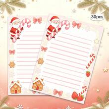 Christmas Theme Stationery, 30 Sheets/Pack, Snowflake Candy Reindeer Santa Claus Pattern, High-Quality Paper Exquisite Printing, Suitable For Writing Letters Or Messages, Also Can Be Used For Christmas Decoration - Rectangle - View 11