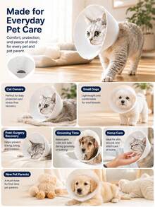 1 Piece Of 3D Printed Adjustable Protective Pet Rehabilitation Collar, Suitable For Cats And Small Dogs, Lightweight Anti-Licking Collar, Comfortable Recovery Protection, Suitable For Grooming, Wound Care, And Daily Pet Protection - Multicolor - View 6