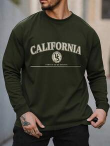 Playera de hombre de manga larga, estilo informal para primavera y otoño‑invierno, con llamativo diseño de estampado. Ideal para ocasiones festivas y excelente opción de regalo. - Verde militar - Ver 2