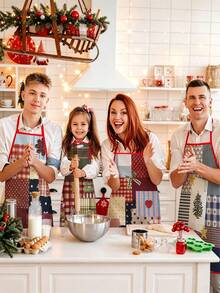 1/2/4pcs Christmas Apron, With A Highly Stylish Design, Suitable For Cooking In The Kitchen, For Festivals And Parties. It's Also A Great Gift To Give To Friends. - Multicolor - View 2