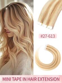 10Pcs Mini Tape In Hair Extensions Human Hair Extensions 18inch Blond Color Straight Human Hair Tape In Hair Extensions Invisible Silky Hair Seamless Skin Weft Human Hair Extension 40g DIY Tape Ins Easy To Wear For Daily - Multicolor - View 20