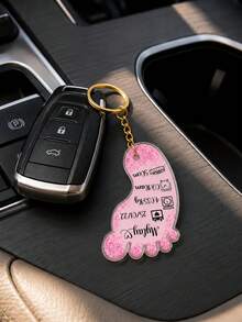 1pc Personalized Footprint Data Acrylic Keychain, Customized Name, Date, Weight, Time And Height Memorial Key Ring, Precious Gift For Parents And Family - Multicolor - View 4