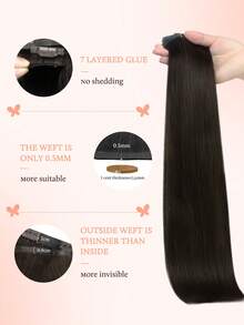 DOORES 14-24 Inch Seamless Clip-In Hair Extensions, 130g-160g 7pcs Real Human Hair Invisible PU Skin Weft, Dark Brown, Natural Remy Straight Hair, Easy To Wear & Style - S2 - View 3