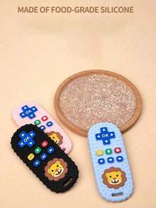 1pc Baby Teething Toy, Remote Control Design - Cute Lion Style - Soft Silicone Material, With Pressable Button - Durable & Chewable - Comfortable Gum Massager - Suitable For 3-6 Months Babies - Essential Baby Item - Infant Toy - Multicolor - View 9