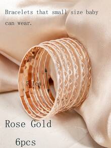6pcs Fashion Personalized Unique Design Popular Versatile Metal Geometric Rhombus Stackable Bracelets - Multicolor - View 12