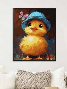 DIY Adorable Yellow Chick In Blue Hat With Butterflies (Frameless 8x12 / 16x20 Inches) Paint By Numbers Kit (Acrylic) Arts & Crafts For Adult Beginners, Home Wall Decor, And Unique Holiday Gifts - Sets - View 5