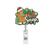 1pc Fun Christmas Acrylic Retractable Badge Reel, Medical Professional Gift, Scroll Design - Multicolor - View 7