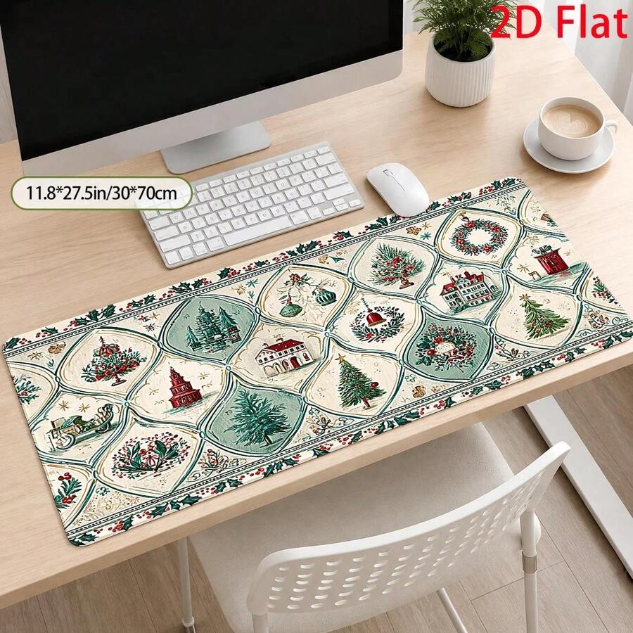 Large Christmas Village Mouse Pad – Compatible With PCs And Laptops – Vintage-Style Holiday Desk Mat – Stain-Resistant & Easy To Clean – Suitable For Home Offices, Gamers, And Professionals – Ideal Gift – 2D Flat Design - Mouse Pad - View 1