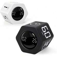 SULVGO Pomodoro Timer Cube, Hexagonal Flip Clock, Pause And Resume, Silent And Adjustable Sound Reminder, Suitable For Work, Office, ADHD, Study, Tasks, 1/5/10/30/60 Minutes - minimalist style - View 2