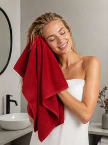 1pc/3pcs Optional Solid Color Christmas Style Towel Bath Towel Set, High Absorbency Soft Thick Towel, Home Bathroom Machine Washable Bath Towel - Multicolor - View 2