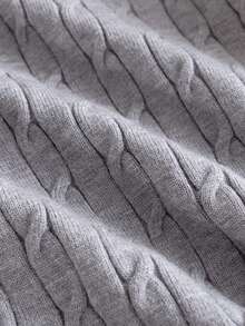 Boys' Gray Turn Collar Half-Zip Long Sleeve Knit Sweater With 3D Cable Knit Pattern, Minimalist Preppy Casual Versatile Pullover, Suitable For School Daily Wear In Spring, Autumn And Winter - Grey - View 9