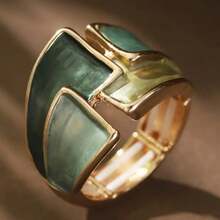 Women's Modern Geometric Gradient Ring, Gold Minimalist Fashion Index Finger Ring, Suitable For Daily Wear And Various Occasions - Gold - View 1