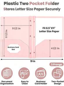 Pocket Folders (12 Pack, Soft Color Palette), Plastic Pocket Folders, Polypropylene Folders For Letter Size Documents, 2-Pocket Design, Suitable For Home, School And Office Use - A - View 2