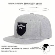 1件男士鬍鬚刺繡嘻哈帽，可調節戶外防曬休閒帽，春秋款 - 灰色 - 查看 2