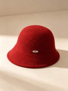 1pc Women's Solid Color Plush Bucket Hat, Suitable For Autumn/Winter Daily Wear - Plush Bucket Hat - View 6