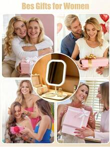 1pc LED Lighted Makeup Mirror, 3 Color Modes, Smart Touch Control Desktop Vanity Mirror, 360° Rotating, With Storage Tray, Portable Travel Makeup Mirror, Rechargeable Foldable Detachable Vanity Mirror, Desktop Makeup Mirror Replacement, Women's Gift - Star - View 8