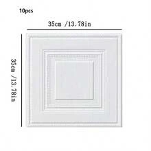 10/50/Pcs 3D Textured Self-Adhesive Wall Tiles, 13.78 Inch Waterproof Foam Wall Panels, Easy To Install Peel And Stick, For Living Room, Bedroom, Kitchen, Bathroom Ceiling And Room Decor - Grid - View 10