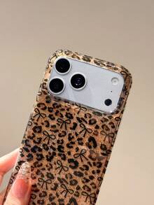 Leopard Print Bowknot Phone Case Compatible With Apple 17 Pro Max 16 New 15 Pro Women's 16 PM Full Coverage Protective Shell - Orange - View 4