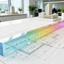 Colored Straight Ruler Cube Geometry Drawing Two-In-One Tool Math Learning Stationery Set Drawing Measuring Stationery Math Teaching Aids Multifunctional Plastic Geometric Solids - A - View 8