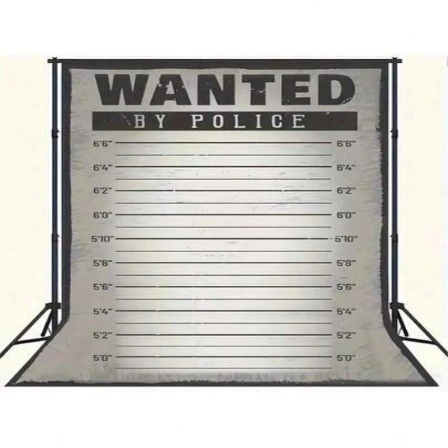 2D Flat Police Lineup Height Chart Suspect Photo Backdrop, Police Theme Suspect Mystery Party Decoration Background, Portrait Photography Background, Vinyl Material - 1 - View 1
