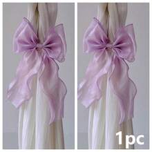 French Style Bowknot Curtain Tieback, Sheer Satin Ribbon Curtain Rope, Multi-Color No-Drill Curtain Tie, Suitable For Semi-Transparent And Regular Curtains, For Bedroom, Living Room, Romantic Home Decor - Multicolor - View 13