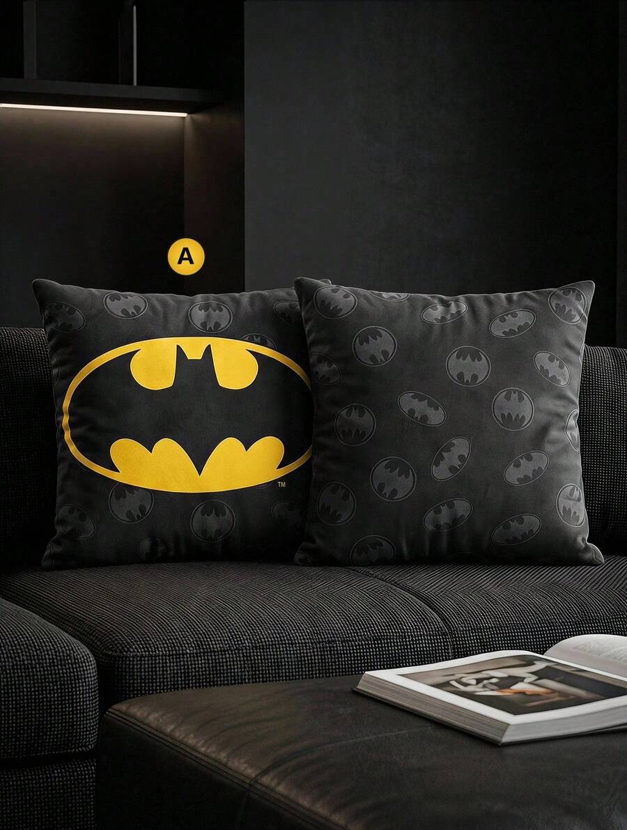 Batman X Joivida 1件枕套（不含填充物），舒適抓絨布料，45*45cm - 黃色 - 查看 1