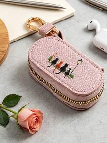 Black Cat Shaped Key Pouch, Featuring Four Sitting Cats Pattern, PU Leather With Zipper Design, Multifunctional Car Key Storage And Portable Coin Purse, Unisex, Neutral Design, Travel Accessory, Elegant Jewelry, Premium Craftsmanship, Professional Accessory, Perfect Gift For Classmates And Friends, Realistic, Mini, Minimalist Style, Ideal Wedding And Holiday Gift Or Accessory For Women's Handbag, Keychain, Valentine's Day Gift, Graduation Ceremony And Teacher's Day - Multicolor - View 6