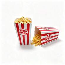 1/15/25/35/50/100pcsPack Kotak Popcorn Bergaris Merah - Wadah Popcorn dan Permen Kertas Mini untuk Pesta Karnaval, Perlengkapan Pesta untuk Malam Menonton Film - View 4