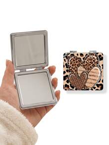 1pc Y2K Leopard Print Portable Makeup Mirror, Double-Sided Folding Pocket Mirror, PU Leather Travel Makeup Mirror (Leopard, Heart, Bow, Cherry, Lips, Glitter & Rhinestone Patterns), Mini Handheld Makeup Mirror For Women, Y2K Style Beauty Accessory Gift - Multicolor - View 13