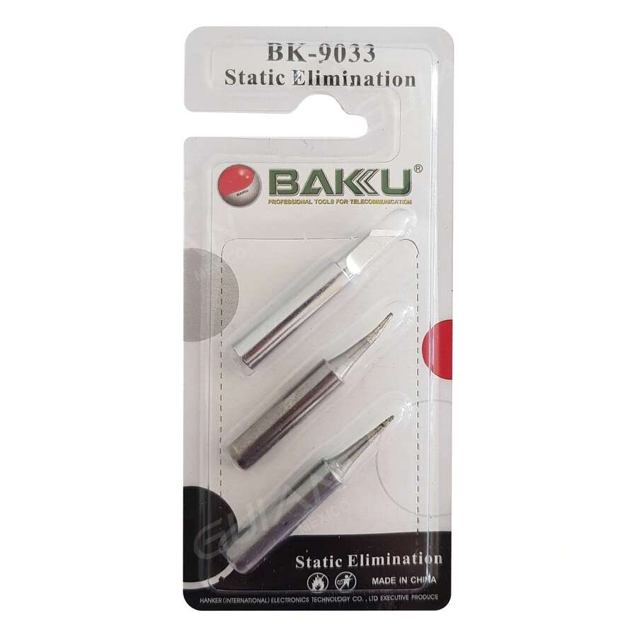 Juego De 3 Puntas Para Cautín Baku BK-9033 Para Soldadura De Precision Anti-estatica Alta conductividad térmica, calentamiento rápido y gran durabilidad - A - Ver 1