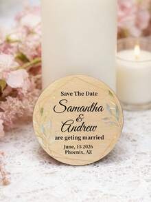 Custom Text Wedding Save The Date Fridge Magnets, Personalized Wooden‑Look Wedding Announcement Magnets,Custom Wedding Invitation Refrigerator Magnets - Multicolor - View 10