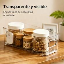 Cajas organizadoras combinadas: cajones de escritorio y bandeja transparente para nevera, almacenamiento multifunción para maquillaje, papelería y alimentos, prácticas asas y compartimentos separados para casa y oficina - A - Ver 6