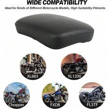 8 Suction Cup Motorcycle Pillion Rear Seat Black Synthetic Leather Cushion Anti-Skid Universal Easy Install For  Cruiser Chopper Bobber Short Rides - A - View 3