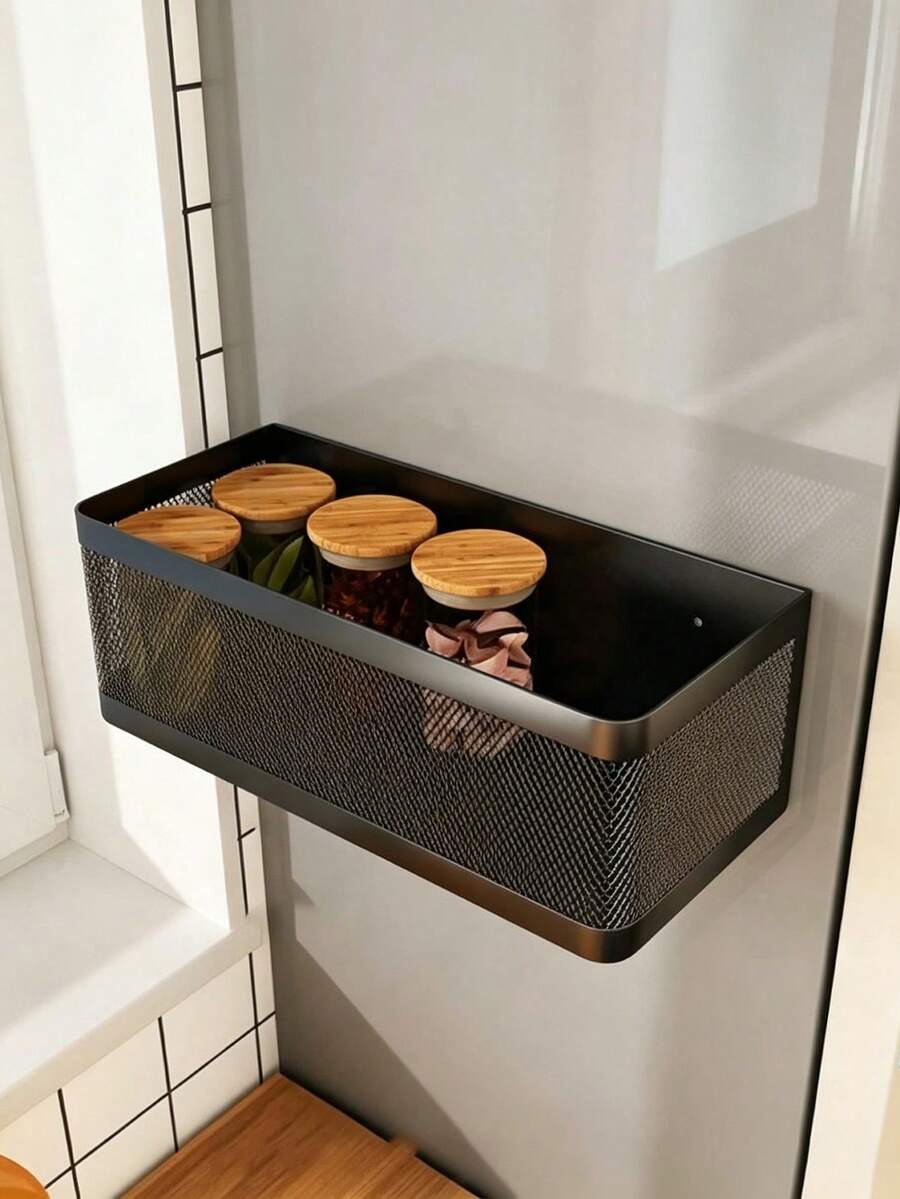 Magnetic Refrigerator Storage Rack, No-Drill Door-Mounted Holder For Masks, Keys, Umbrellas, Lightweight And Convenient Entryway Organizer, Also Suitable For Cabinet Storage, Fits Kitchen Door And Entryway Scenes, Designed For Space-Conscious Homes, Perfect Housewarming And Holiday Gift For Yourself Or Loved Ones, Adds Practicality And Order To Small Spaces - Multicolor - View 1