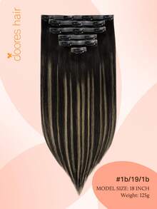 DOORES Ekstensi Rambut Jepit Tanpa Sambungan 14-24 Inci, 130g-160g 7pcs Rambut Manusia Asli, Tenunan Kulit PU Tak Terlihat, Hitam Alami Hingga Cokelat Muda, Rambut Lurus Remy Alami, Mudah Dipakai & Ditata - S1B/19/1B - View 2