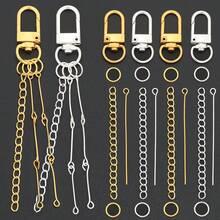 160pcs DIY Beaded Keychain Set, Includes 10 Keychains + 100 Open Jump Rings + 40 Lobster Clasps + 10 Chains, Beaded Keychains, Phone Charms, Bag Chains, Clothing Accessories, Party Gift Set, Jewelry Making Keychains - Keychain & Extension Chain & 9-pin & Jump Ring - View 6
