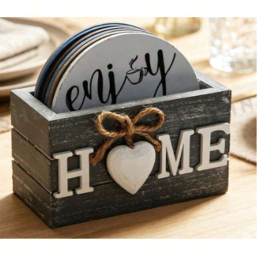 1 Set Of 6 Random Styles Wooden Antique Heat Insulation Mats (Including Stand - Multicolor - View 1